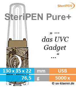 SteriPEN Pure+ Wasserentkeimer Outdoor sauberes keimfreies Trinkwasser mir UVC Lampe Licht