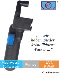 Innenfilter mit UVC AA 9 Watt gegen grünes Wasser im Aquarium, UVC Klärer, UV Klärer