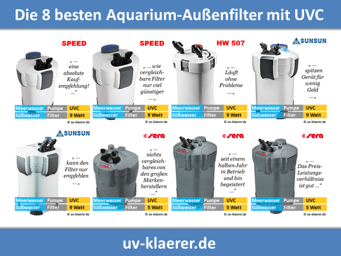 aussenfilter mit uvc klaerer algenbluete gruenes wasser schwebealgen aquarium