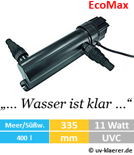 ecomax 11 watt uv-klaerer aquarium gegen algen gruenes wasser truebes wasser keime bakterien
