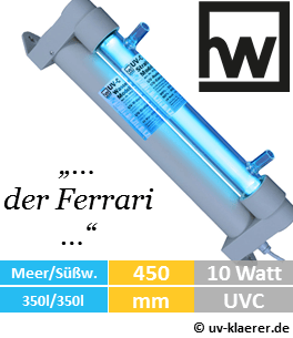 hw wiegandt uv wasserklaerer 350 10 watt uv-klaerer aquarium gegen algen gruenes wasser truebes wasser keime bakterien uvc