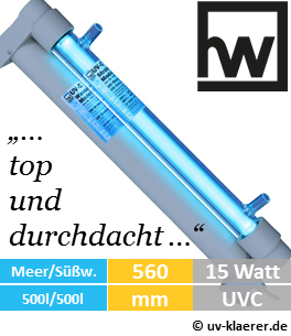 hw wiegandt uv wasserklaerer 500 15 watt uv-klaerer aquarium gegen algen gruenes wasser truebes wasser keime bakterien uvc