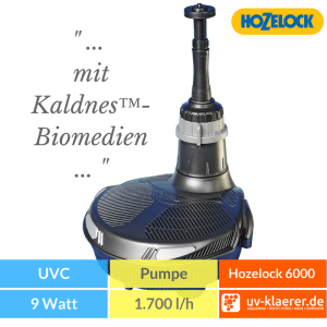 Hozelock Teichfilter Easy Clear 6000, Schwarz, Max. Teichgröße 6000 Liter Springbrunnenpumpe Unterwasserfilter Teich UVC grünes Wasser trübes Wasser Schwebealgen Algenblüte Teichfil