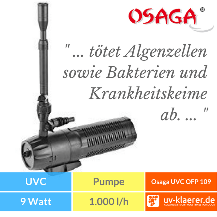 Osaga UVC Fontänenpumpe OFP 109 Springbrunnenpumpe Unterwasserfilter Teich UVC grünes Wasser trübes Wasser Schwebealgen Algenblüte Teichfilter 4
