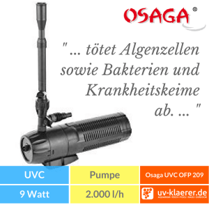 Osaga UVC Fontänenpumpe OFP 209 Springbrunnenpumpe Unterwasserfilter Teich UVC grünes Wasser trübes Wasser Schwebealgen Algenblüte Teichfilter 5