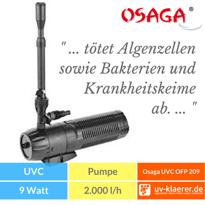 Osaga UVC Fontänenpumpe OFP 209 Springbrunnenpumpe Unterwasserfilter Teich UVC grünes Wasser trübes Wasser Schwebealgen Algenblüte Teichfilter 5