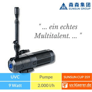 SUNSUN CUP 359 Springbrunnenpumpe Unterwasserfilter Teich UVC grünes Wasser trübes Wasser Schwebealgen Algenblüte Teichfilter 2