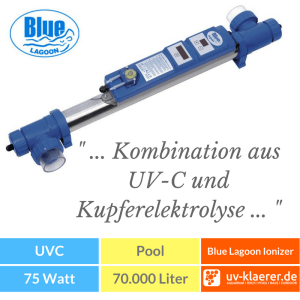 UVC Pool UVC Klärer für Pool Swimmingpool klares Wasser ohne Chlor Blue Lagoon UV-C Ionizer 40 W