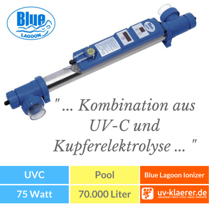 UVC Pool UVC Klärer für Pool Swimmingpool klares Wasser ohne Chlor Blue Lagoon UV-C Ionizer 40 W
