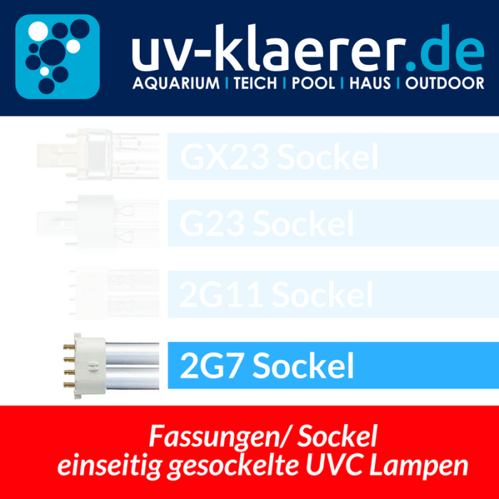 2G7 UVC Lampe UVC Birne UV C Lampe Sockeltypen einseitig gesockelt Quecksilberdampflampe