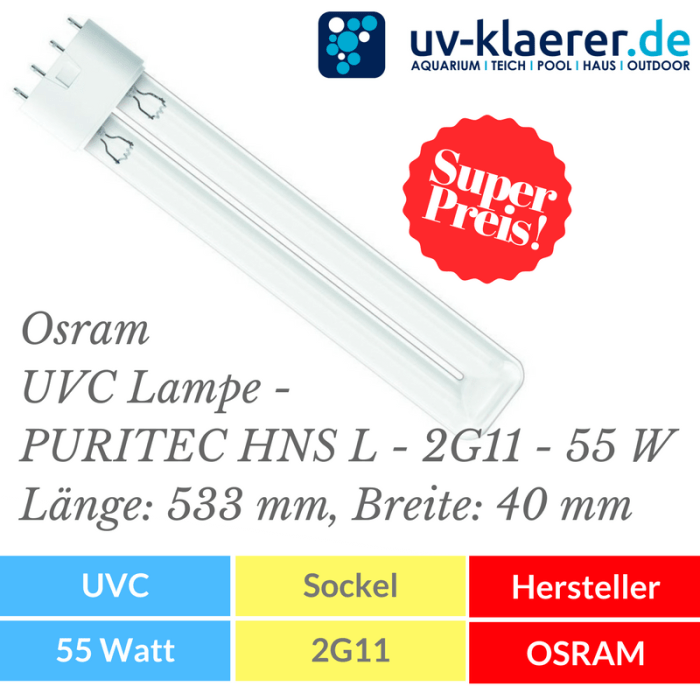 UVC Ersatzlampe Osram UVC Lampe - PURITEC HNS L - 2G11 - 55 W