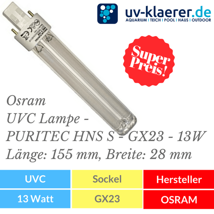 UVC Ersatzlampe Osram UVC Lampe - PURITEC HNS S - GX23 - 13W