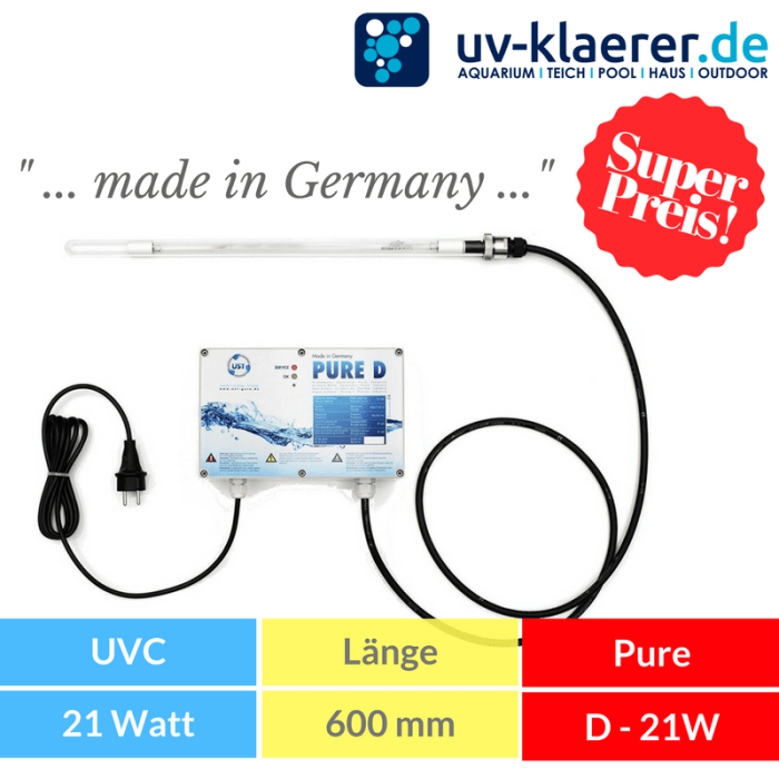 Tauchstrahler PURE D - 21W - UVC Anlage zur Trinkwasser Sterilisation