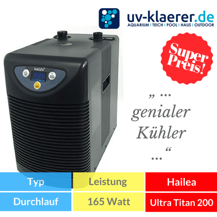 Aquarium-Kühler Hailea Ultra Titan 200 Meerwasser Süßwasser Kaltwasser