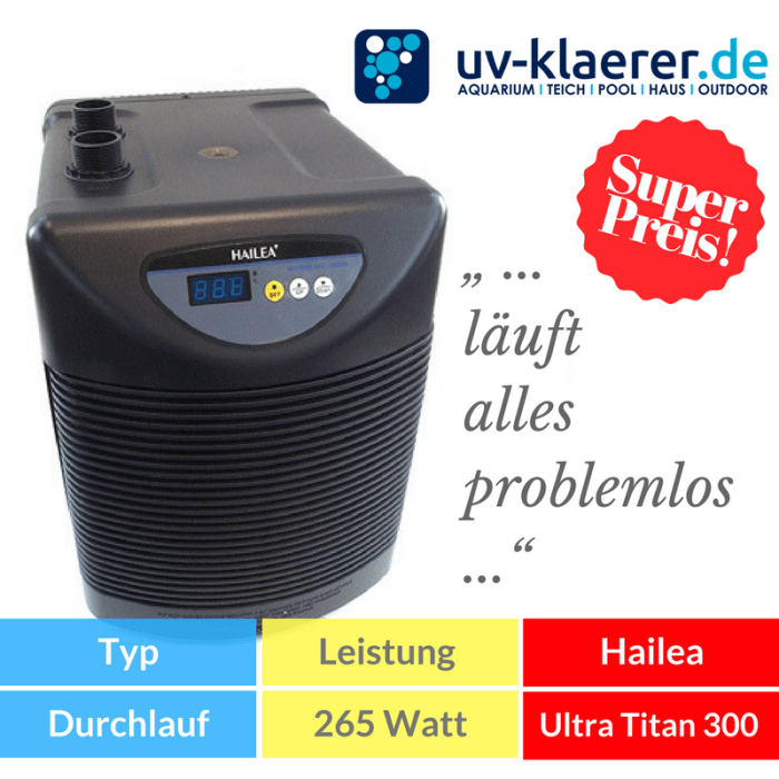 Aquarium-Kühler Hailea Ultra Titan 300 Meerwasser Süßwasser Kaltwasser